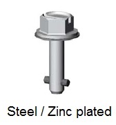 50E90-*AGV - Hex head slotted recess stud - steel/zinc plated