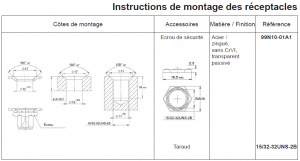 Instruction de montage réceptacles 99R10-01A1 et 99E10-01